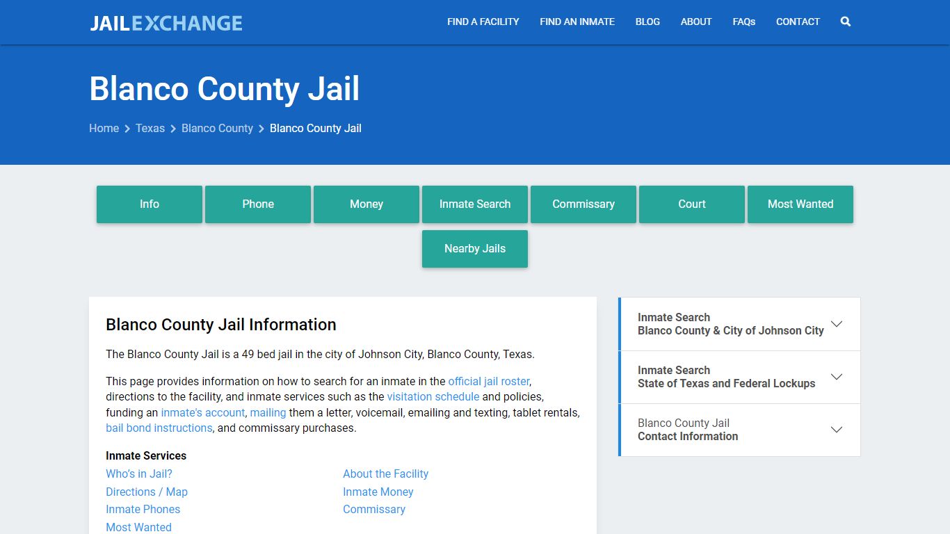 Blanco County Jail, TX Inmate Search, Information